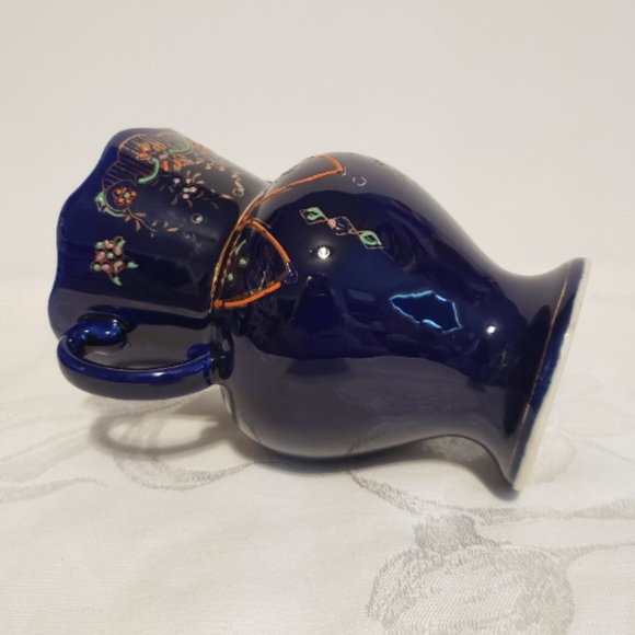 Vintage Cobalt Blue Hand Painted Double Handled Vase Japan - Picture 2 of 7